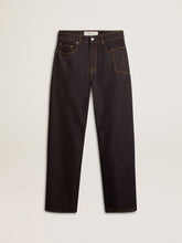Men’s dark blue wide-leg jeans in one-wash denim