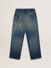 Men's loose fit medium wash CNY jeans
