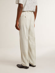 Men's joggers in khaki wool blend