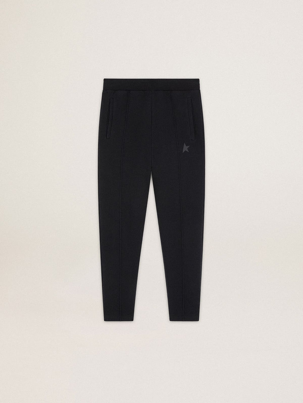 Men's black joggers with star on the front