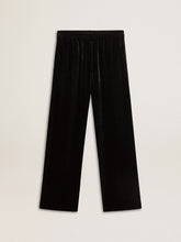 Men's black velvet effect pants
