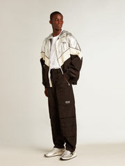 Black-colored ripstop nylon cargo pants