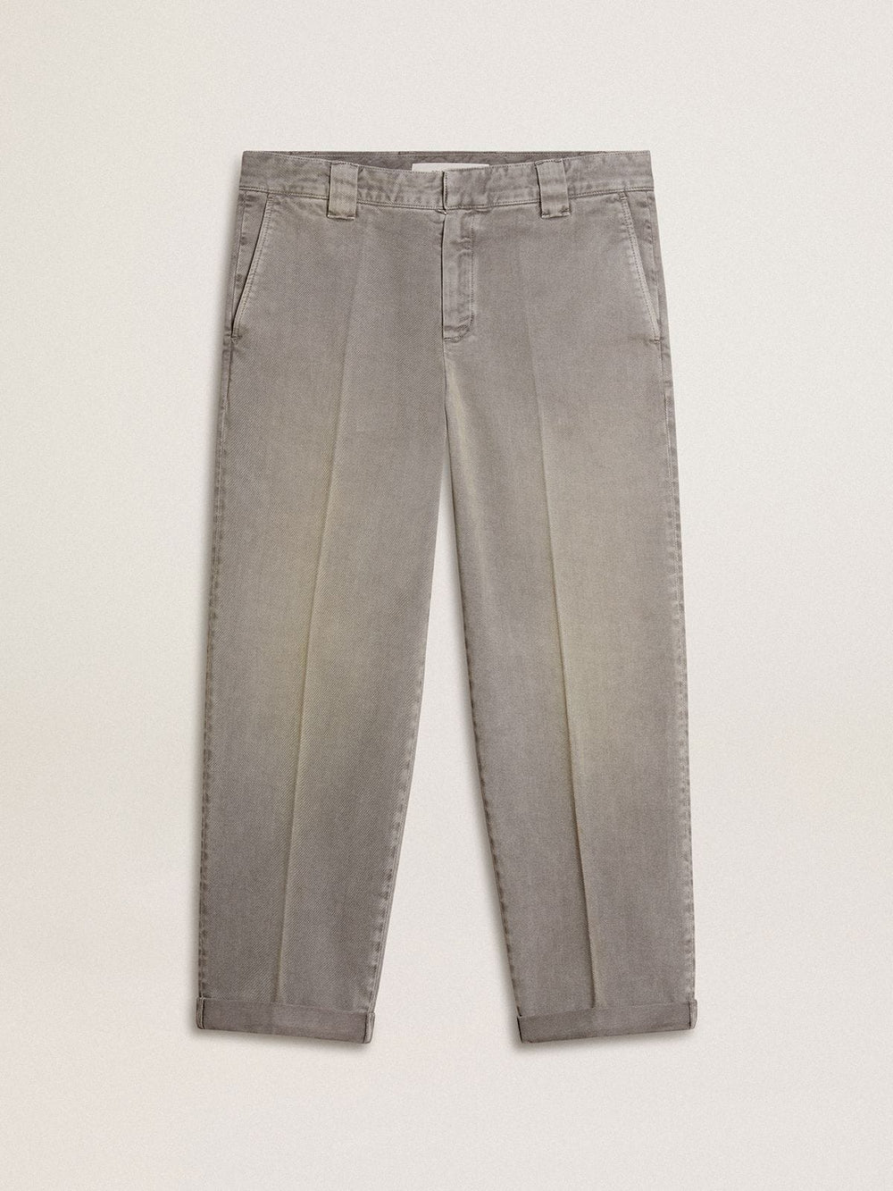 Gray-colored cotton chino pants