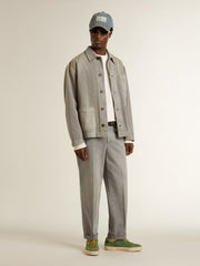 Gray-colored cotton chino pants