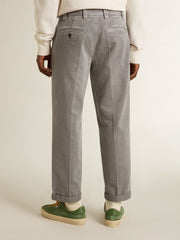 Gray-colored cotton chino pants