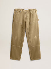 Men's distressed-effect cotton pants