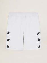 Men's vintage white bermuda shorts with contrasting black stars