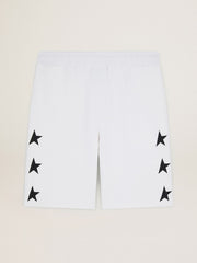 Men's vintage white bermuda shorts with contrasting black stars