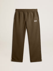 Men’s military green joggers with white logo