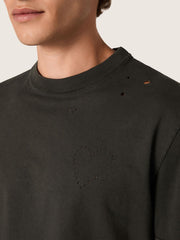 Men’s T-shirt in anthracite cotton jersey with perforated heart