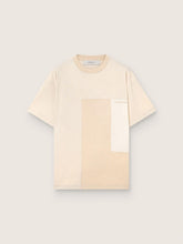 Men's T-shirt in cotton jersey with white and beige patchwork effect