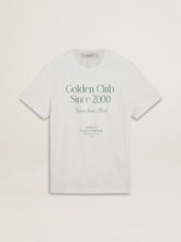 Men's white cotton T-shirt with green print