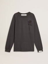 Men's T-shirt in anthracite-colored cotton with print on the chest