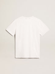 Men's white T-shirt with distressed treatment