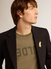 Men's olive green T-shirt with Golden lettering