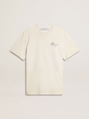 Men's T-shirt with print on the chest and on the back with a lived-in effect