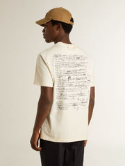 Men's T-shirt with print on the chest and on the back with a lived-in effect