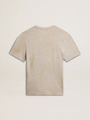 Men's gray cotton T-shirt with vintage print on the front