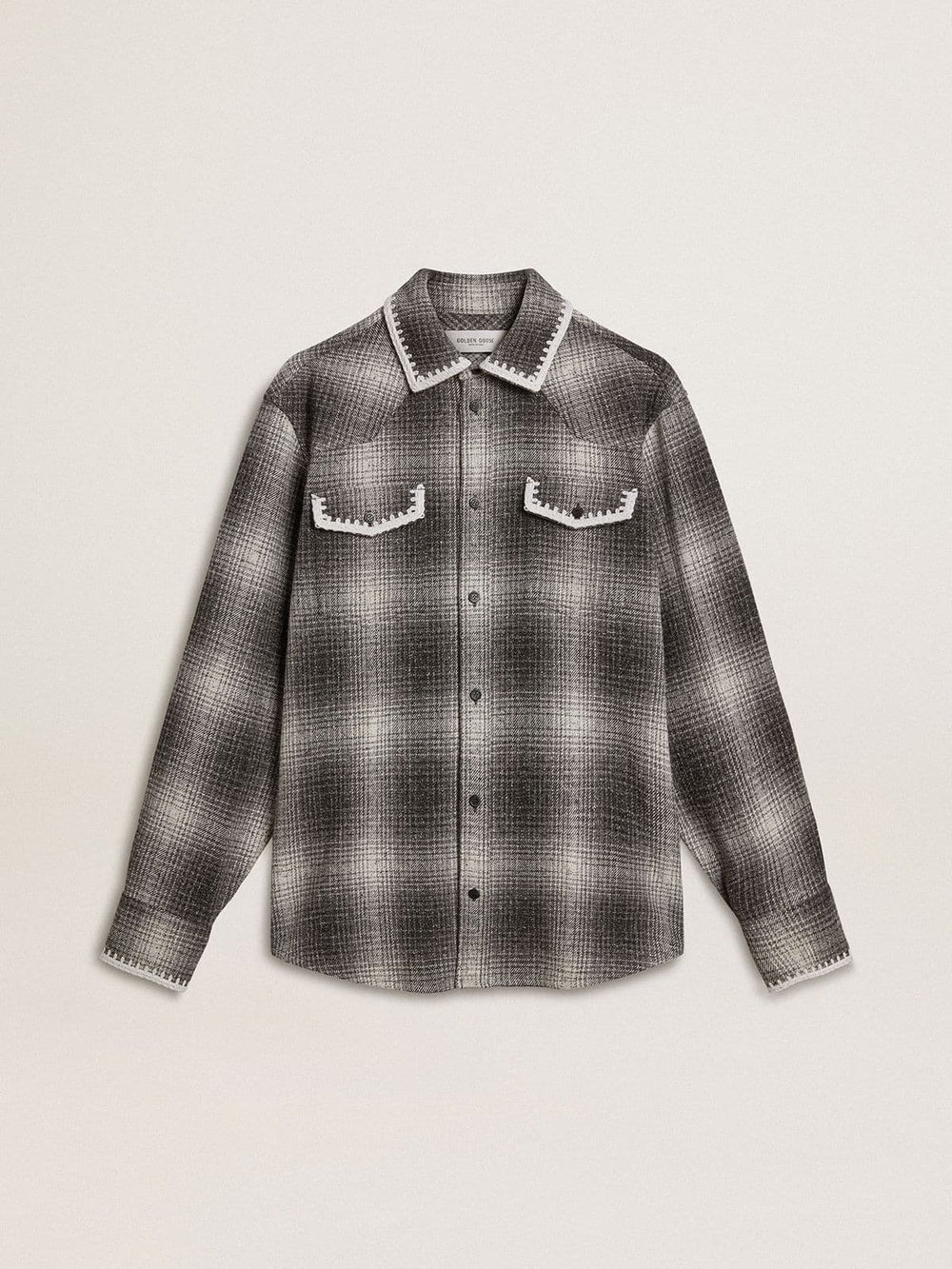 Men's gray shirt with white embroidery