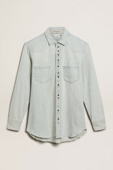 Men's bleached denim shirt with hammered studs