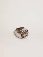 Men's signet ring in antique silver color