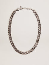 Men's antique silver-colored chain necklace