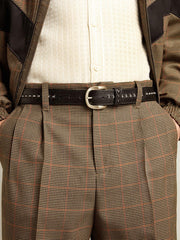 Black leather belt with studs