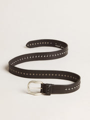 Black leather belt with studs