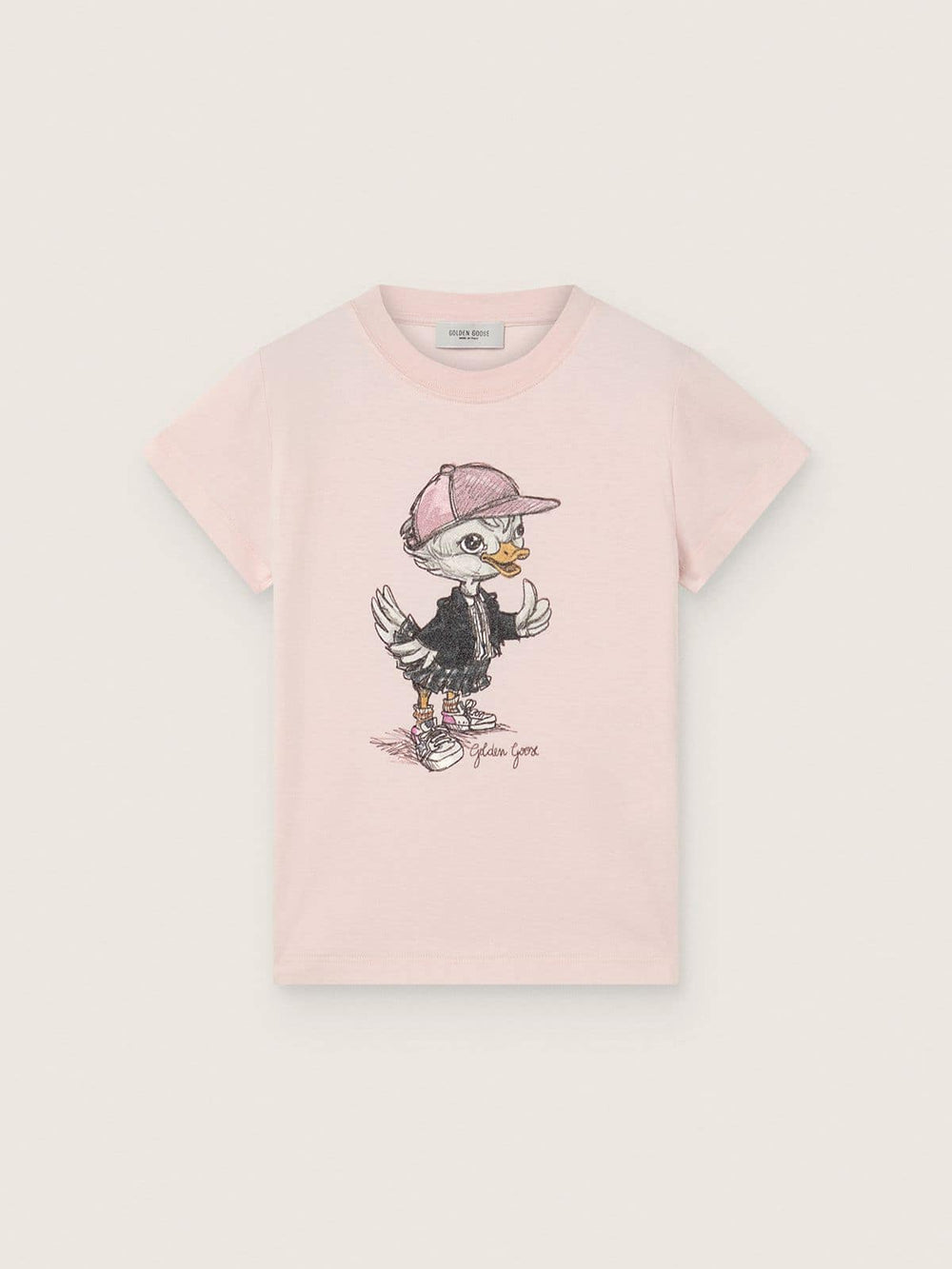 Journey T-shirt for girls in pink cotton jersey with digital mascot print