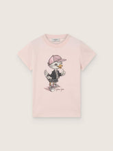 Journey T-shirt for girls in pink cotton jersey with digital mascot print
