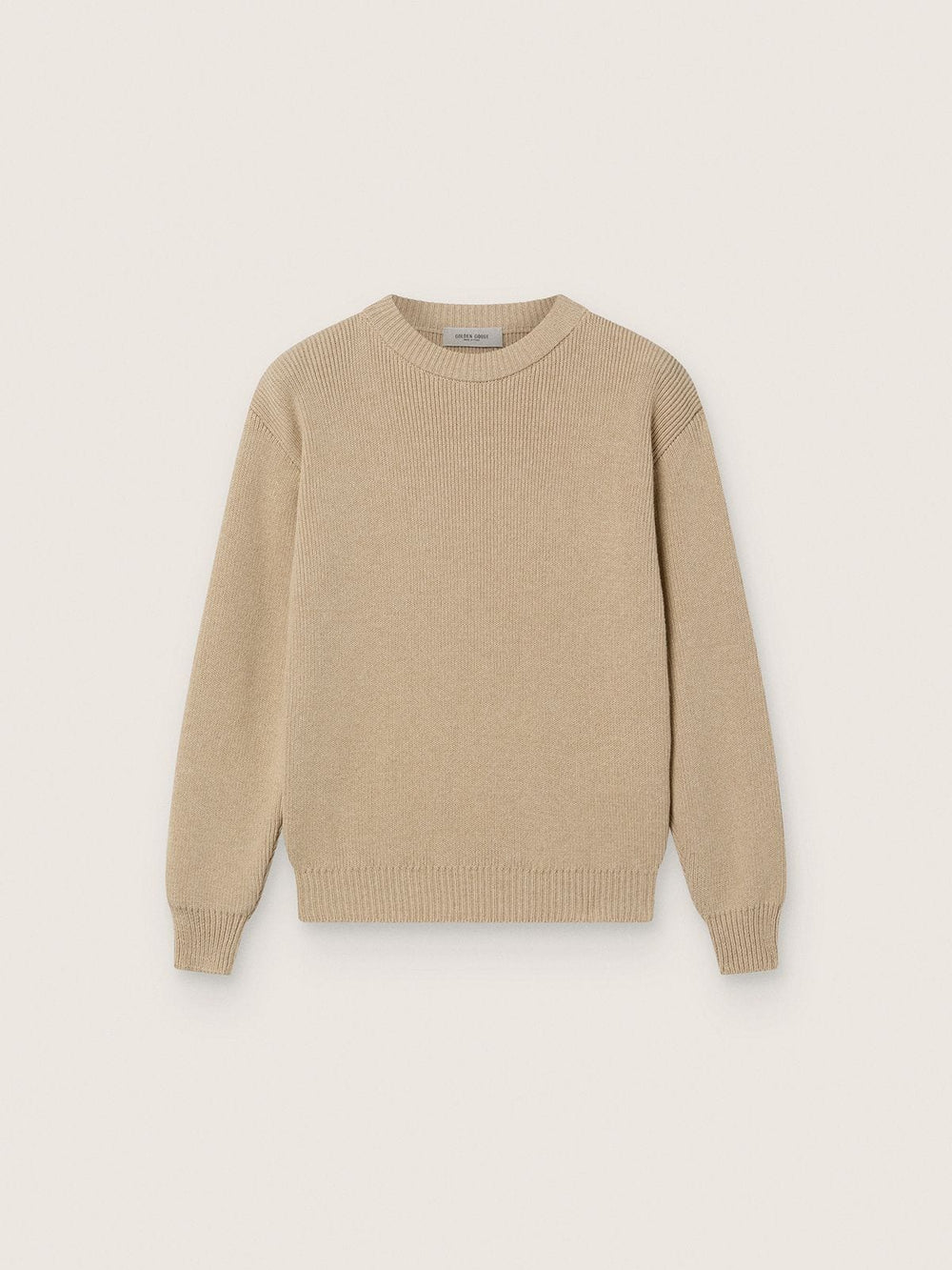 Unisex Golden beige ribbed sweater for kids with logo on the back