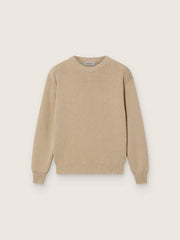 Unisex Golden beige ribbed sweater for kids with logo on the back