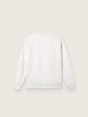 Journey white cotton crew-neck sweatshirt for girls with mascot print and crystal appliqués