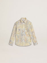 Girls' cotton shirt with multicolor floral print