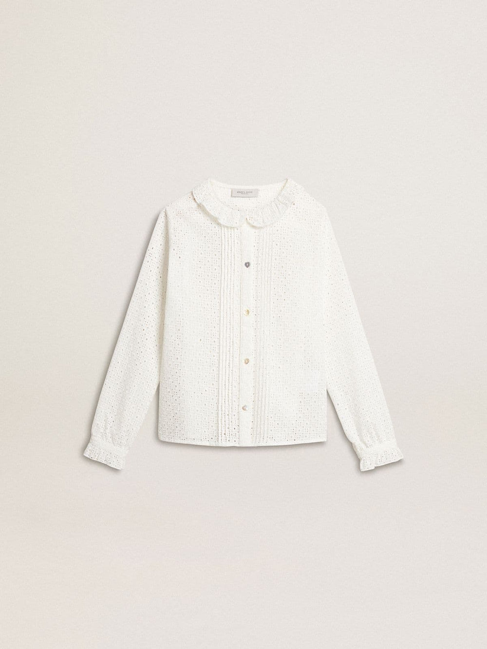 Girls' white broderie anglaise cotton shirt