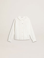 Girls' white broderie anglaise cotton shirt