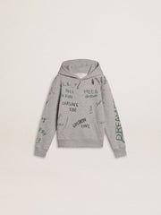 Kids’ gray sweatshirt with multicolor printed lettering