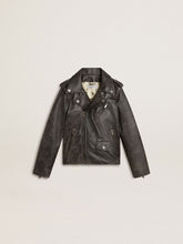 Boys’ biker jacket in distressed leather