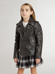 Boys’ biker jacket in distressed leather