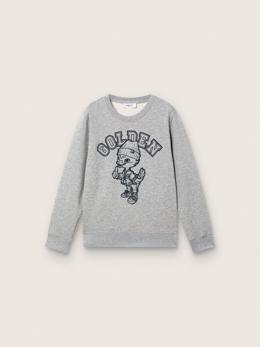 Journey crew neck sweatshirt for boys in gray melange cotton with mascot print