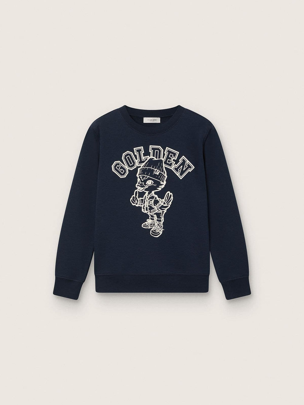 Journey crew neck sweatshirt for boys in navy blue cotton with mascot print