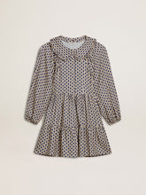 Girls' dress with geometric print and removable collar