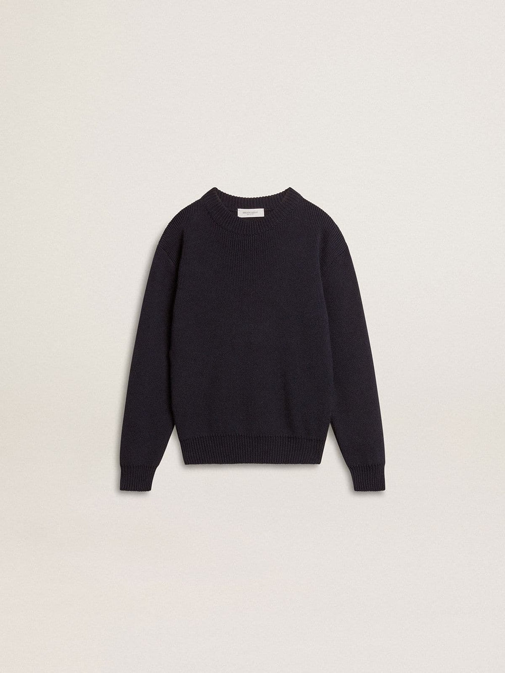 Boys’ blue crew-neck sweater with 'Golden' lettering on the back