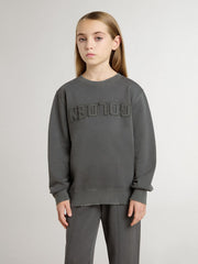 Kids’ gray sweatshirt with raised logo