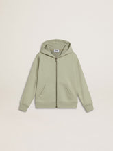 Light green sweatshirt with zip fastening