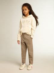 Hooded sweatshirt in aged white with patches