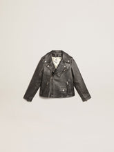 Boys’ biker jacket in distressed leather