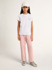 Girls’ white T-shirt with pink glitter logo and maxi star