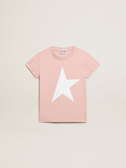 Girls’ pink T-shirt with white logo and maxi star