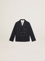 Boys’ dark blue double-breasted buttoned blazer